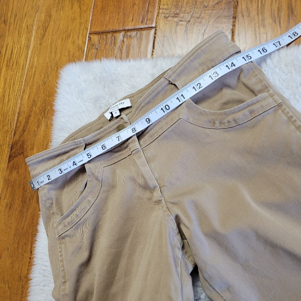 Emerson Fry Skinny Twill Pants Jeans Women's 0 Calf Zip Slim Light Brown - Picture 11 of 12
